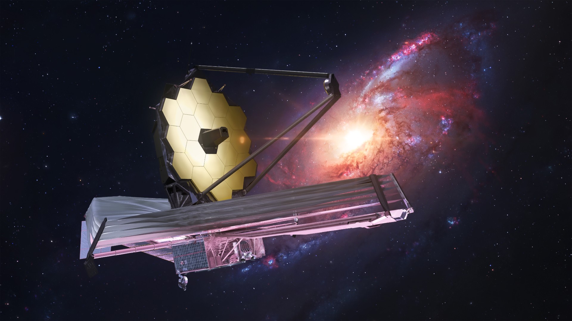 artists rendering of JWST in space